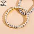 Women Men Diamond Jewelry Cubic Zircon Iced Out Pulseras With Unique Clasp 14k Real Gold Plated Tennis Bracelet