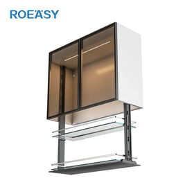 ROEASY Modern Modular Smart Kitchen Storage Organizer Solid Wood Hanging Cabinets Intelligent Lifting Mechanism Acrylic Door