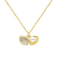 Ouj Elegant Women Stainless Steel Necklace Delicate Small Shell Pearl Zircon Pendant Necklace