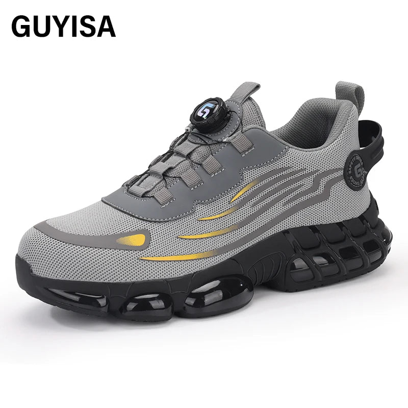 GUYISA Work Shoes for Man Sneakers Grey Construction Steel Toe Safe Shoes  Anti-smashing Work Safety Shoes