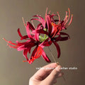Chinese Style Red Shore Flower Hair Stick Tassel Design Chinese Ancient Style Elegant Hairpins Clip Charm Jewelry Hair Headwear