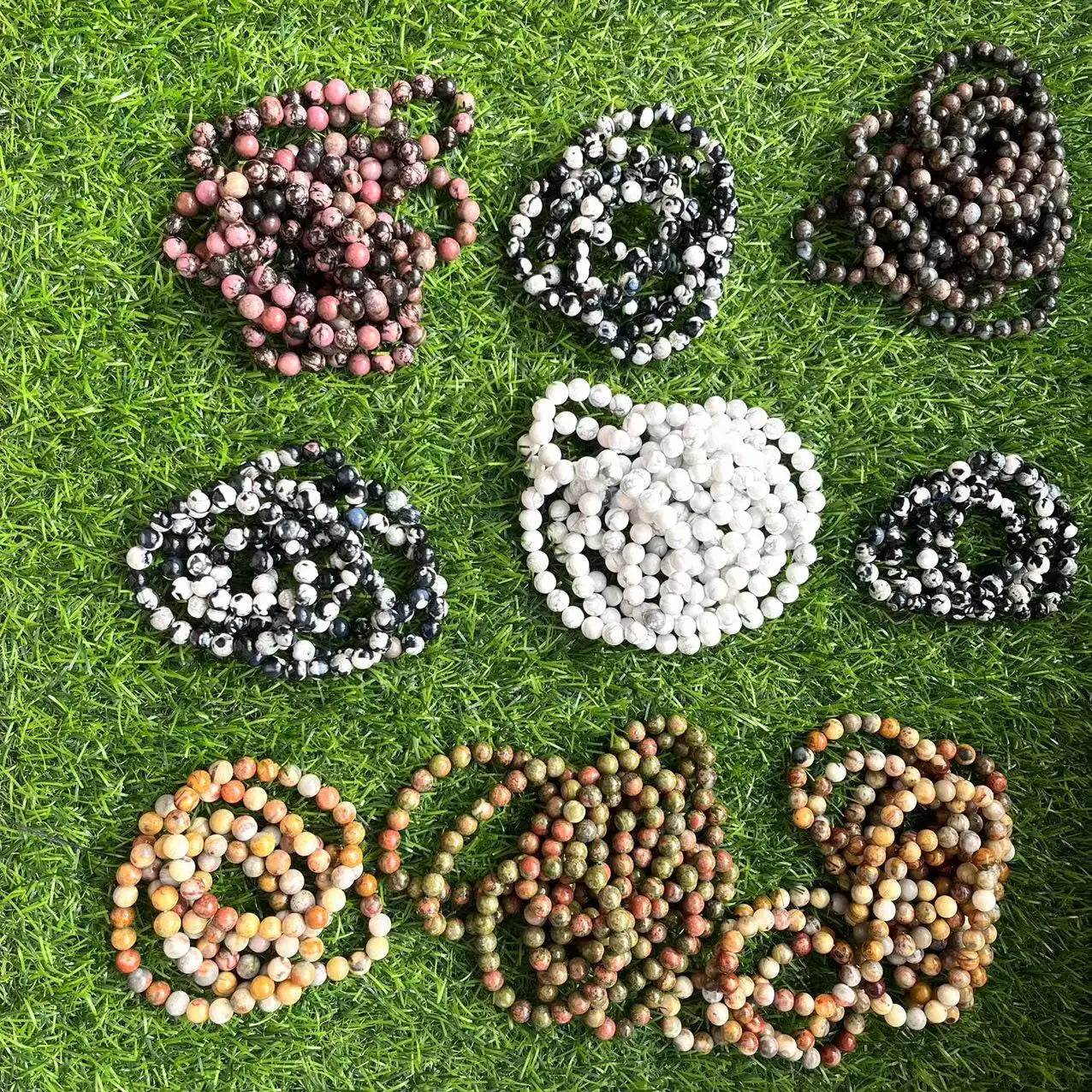 Precious Real Lucky Healing Natural Different Materials Crystal Stretch Stone Bead Bracelets for Women and Men