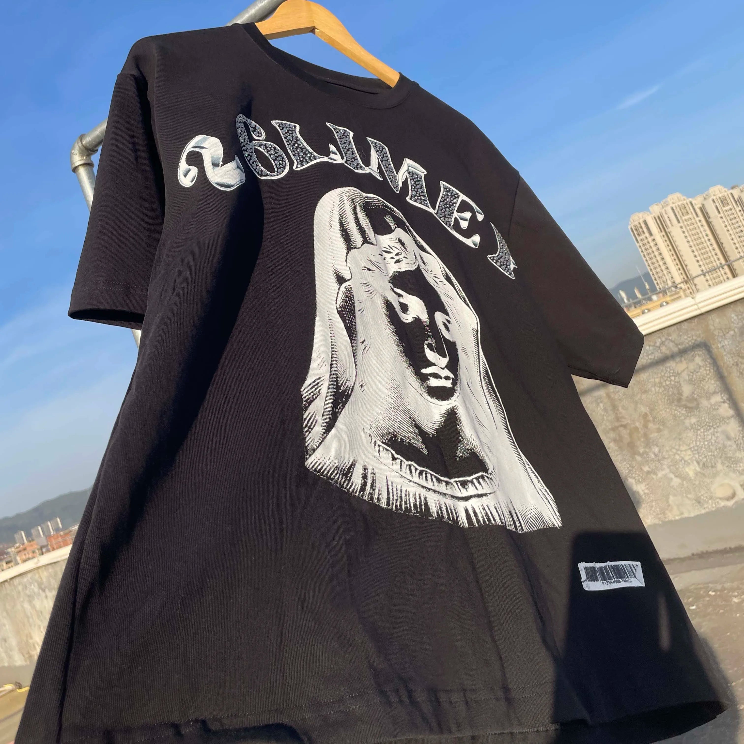 Custom Streetwear Cotton Men'S T-Shirt Wholesale Oversized Distressed Dtg Print Boxy Cropped Tee Graphic T Shirts for Men