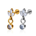 Wholesale G23 Titanium 16G Lip Stud Labret Zircon Ear Stud Gold Plated Helix Cartilage Tragus Earring Body Jewelry for Children