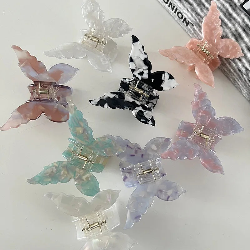 French Style Super Fairy Three-dimensional Butterfly Hair Claw Clips Elegant Flora Acetate Hair Clip Colorful Decorative Girls