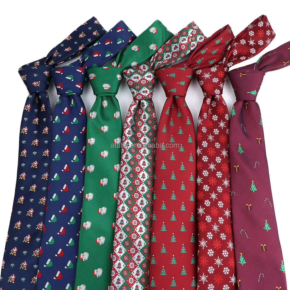 Men's Tie Formal Christmas Ties Santa Claus Jacquard Tree Snowflake Necktie 7CM Width Snowman Classic Neckwear Gravata