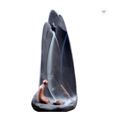 8.5*18.8cm Mountain Waterfall Incense Holder Fishman Smoke Fountain Ceramic Backflow Incense Burner