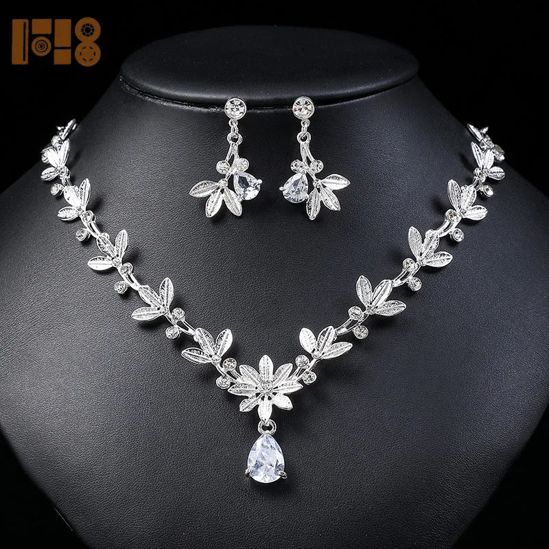 New Simple Jewelry Crystal Rhinestone-encrusted Retro Necklace Earring for Women Party Accessories Jewelry