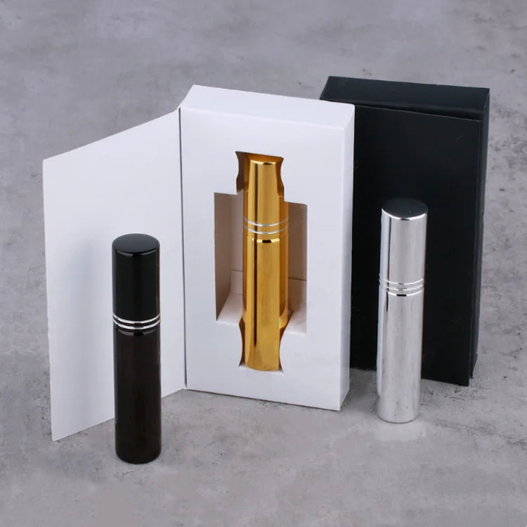 Wholesale 10ml Mini Glass Sample Bottle Fine Mist Spray Perfume Atomizer Luxury Perfume Bottle with White Black Box