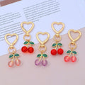 Lovely Key Bag Backpack Charm Pink Red Purple Glitter Resin Fruit Cherry Keychain for Women