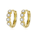 925 Sterling Silver 18K Stylish Ear Buckle Earrings Gold Color Shining Zircon Earrings for Women Hoop Earrings Gift SCE1126