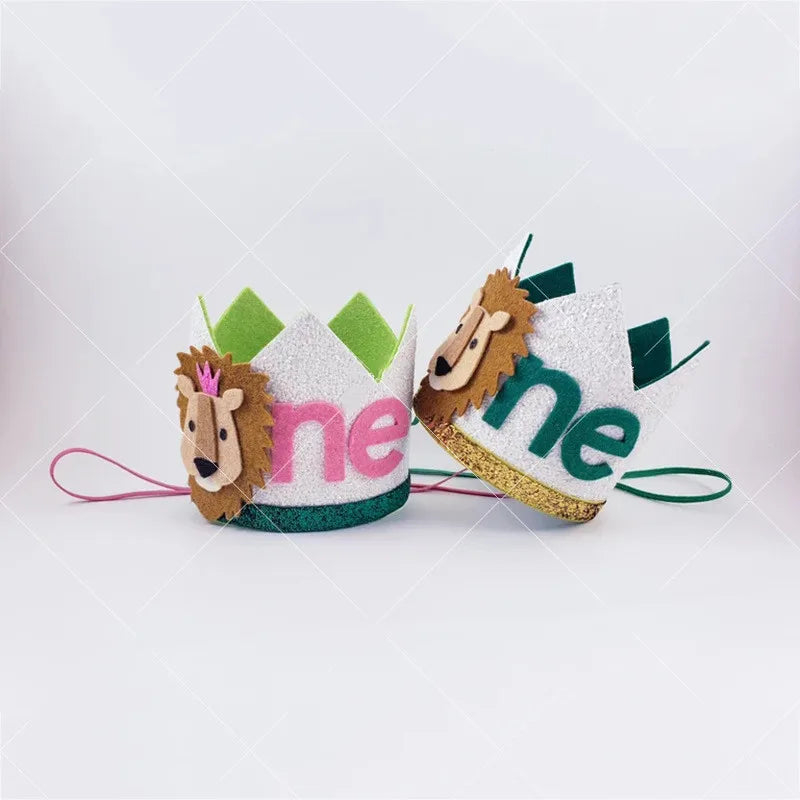 Non Woven Fabric Kid's  Birthday  Crown  Hat  Princess Hat With Animals Pattern