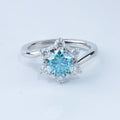 Customized Jewelry 925 Sterling Silver Fine Jewelry Snowflake Style Ocean Blue Round Brilliant Cut Moissanite Diamond