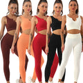 U Neck Seamless Yoga Suit Leggings Running Workout Sportswear Top High Waist Gym Set Suit for Fitness Women's Tracksuit