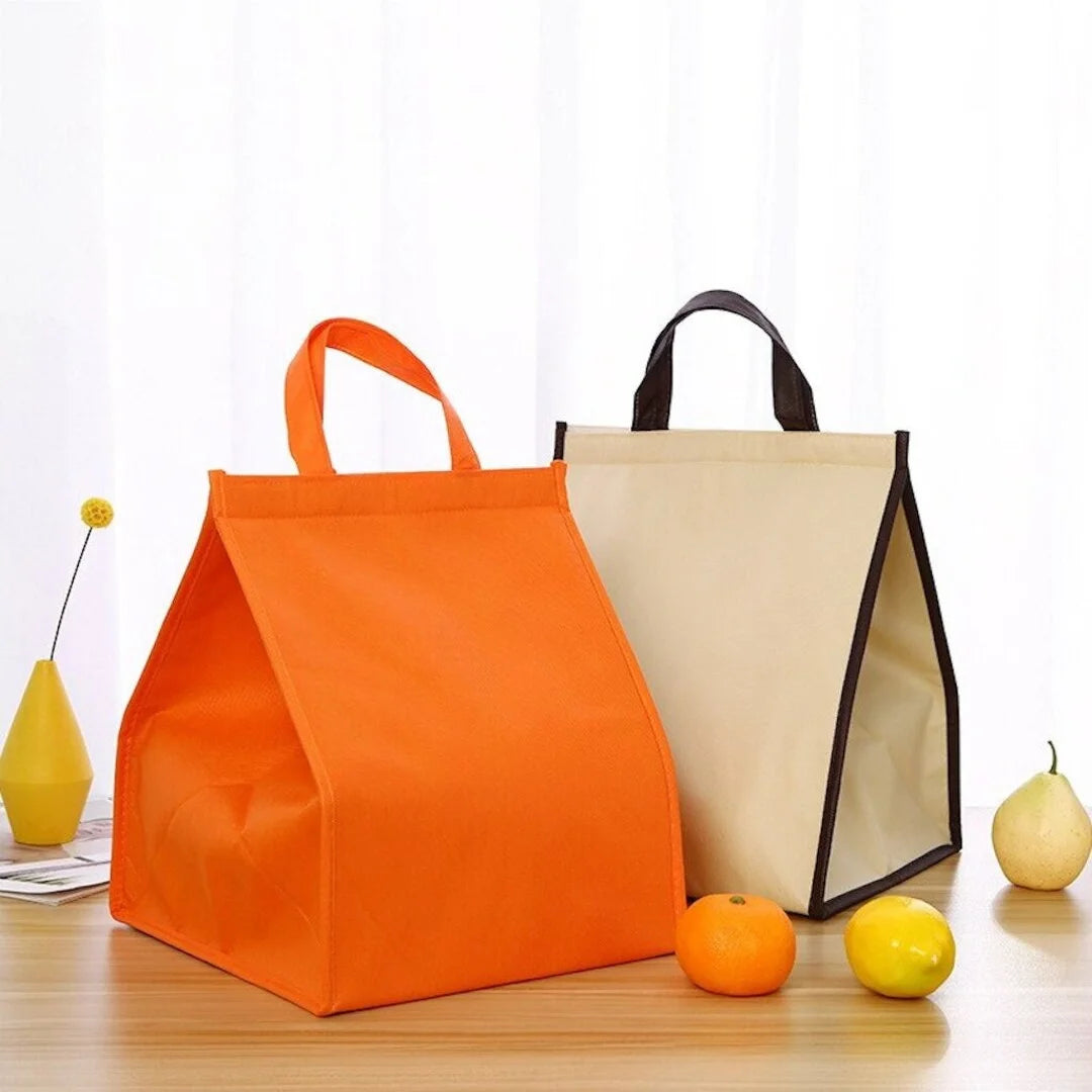 Custom Waterproof Food Can Delivery Travel Lunch Insulated  Cooler Tote Bag Cake IceCream Soft Non Woven Thermal Cooler Bag