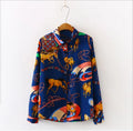 French Vintage Printed Shirt 2024 Spring and Summer Leisure Shopping Date Long Sleeve Lapel Shirt
