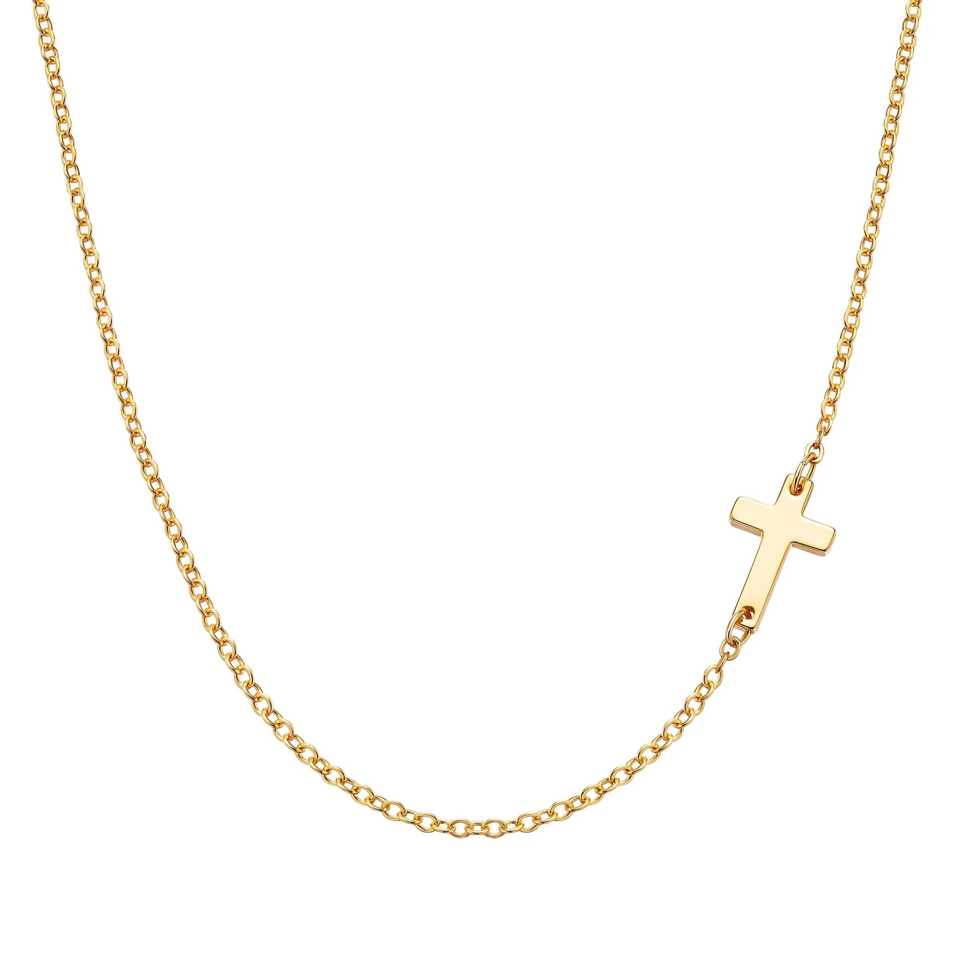 Exquisite Simple Stainless Steel Cross Chain Necklace Women's Single Layer Stainless Steel Side Cross Necklace