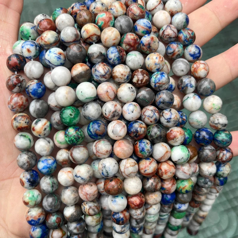 Real Natural Phoenix Lapis Lazuli Gemstone 6mm 8mm 10mm Round Natural Chrysocolla Beads for Jewelry Making