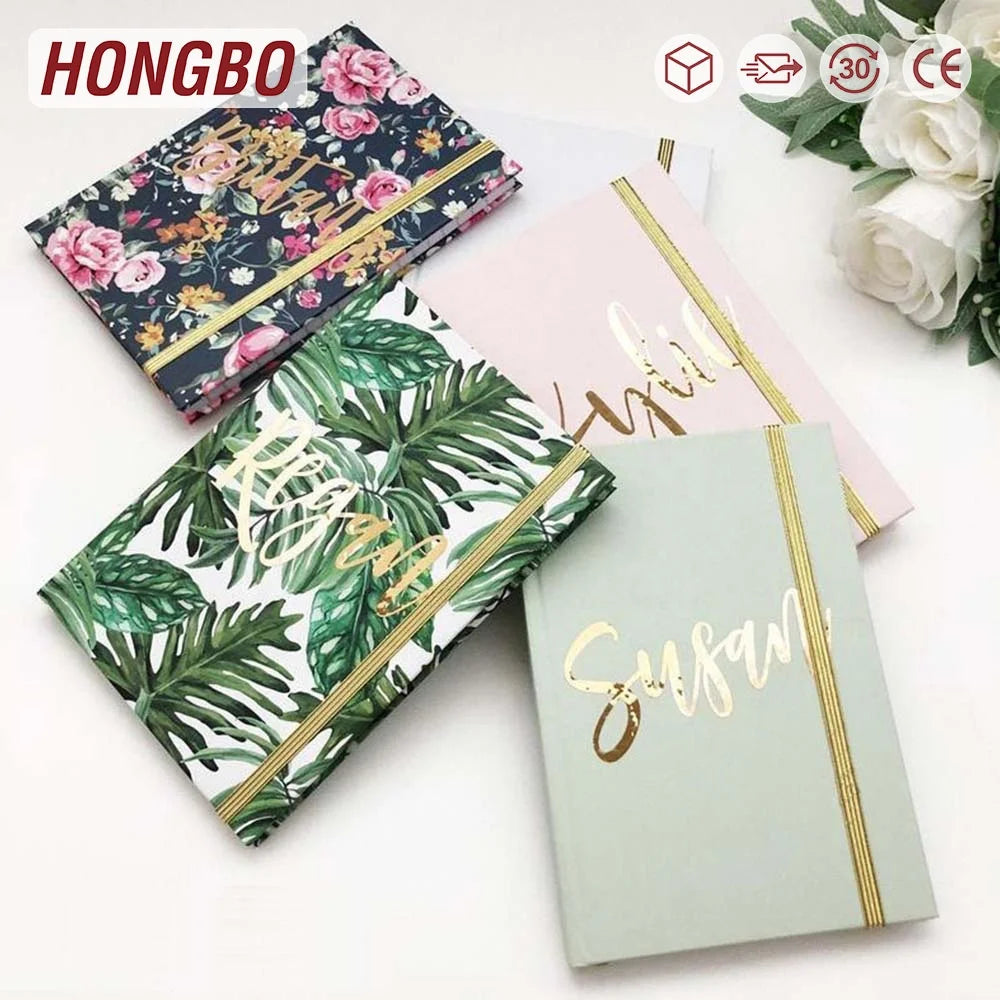 8.5*5.5 Inches Metallic Journal Notebook Lines Custom Printing Available Sewing Binding A3/A4/A6/B4 Writing Planning Wood