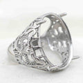 Sterling Silver 17*21mm Semi Mount Men's Ring Frame Empty Blank Claw Setting S925 Base Holder Without Center Stone for DIY Inlay