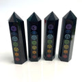 Crystals Tower Healing Stone Pattern Quartz Black Obsidian Crystal Seven Chakra Tower With Sun Moon Crystal Points