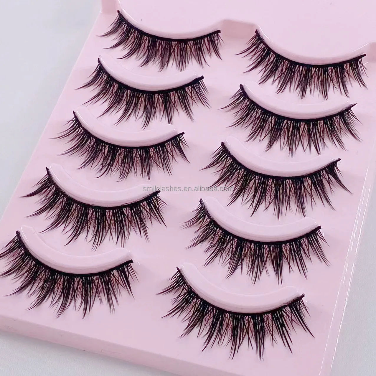 2026 New Little Devil Cos Synthetic Hair False Eyelashes Stiff Stalks Thick Upper Eye 5 Pairs Natural Lolita Cute Girl Leim Box