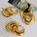 Vintage Stainless Steel Chunky Earrings Hypoallergenic Jewelry 18K Gold Plated Big Size Chunky Hoop Earring for Women