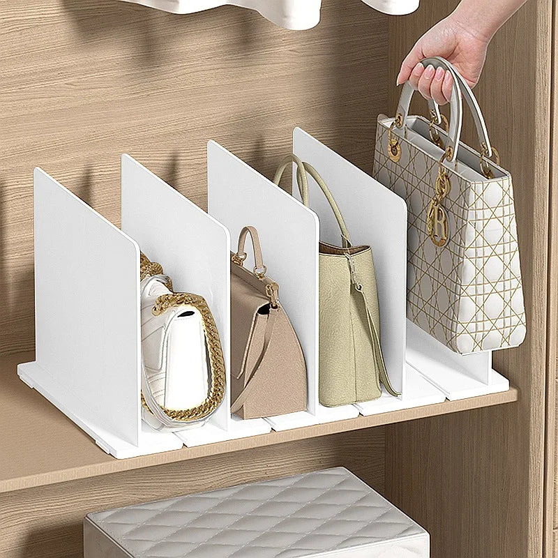 Plastic Adjustable Closet Partition Shelving Bag Storage Divider Organizer for Bedroom