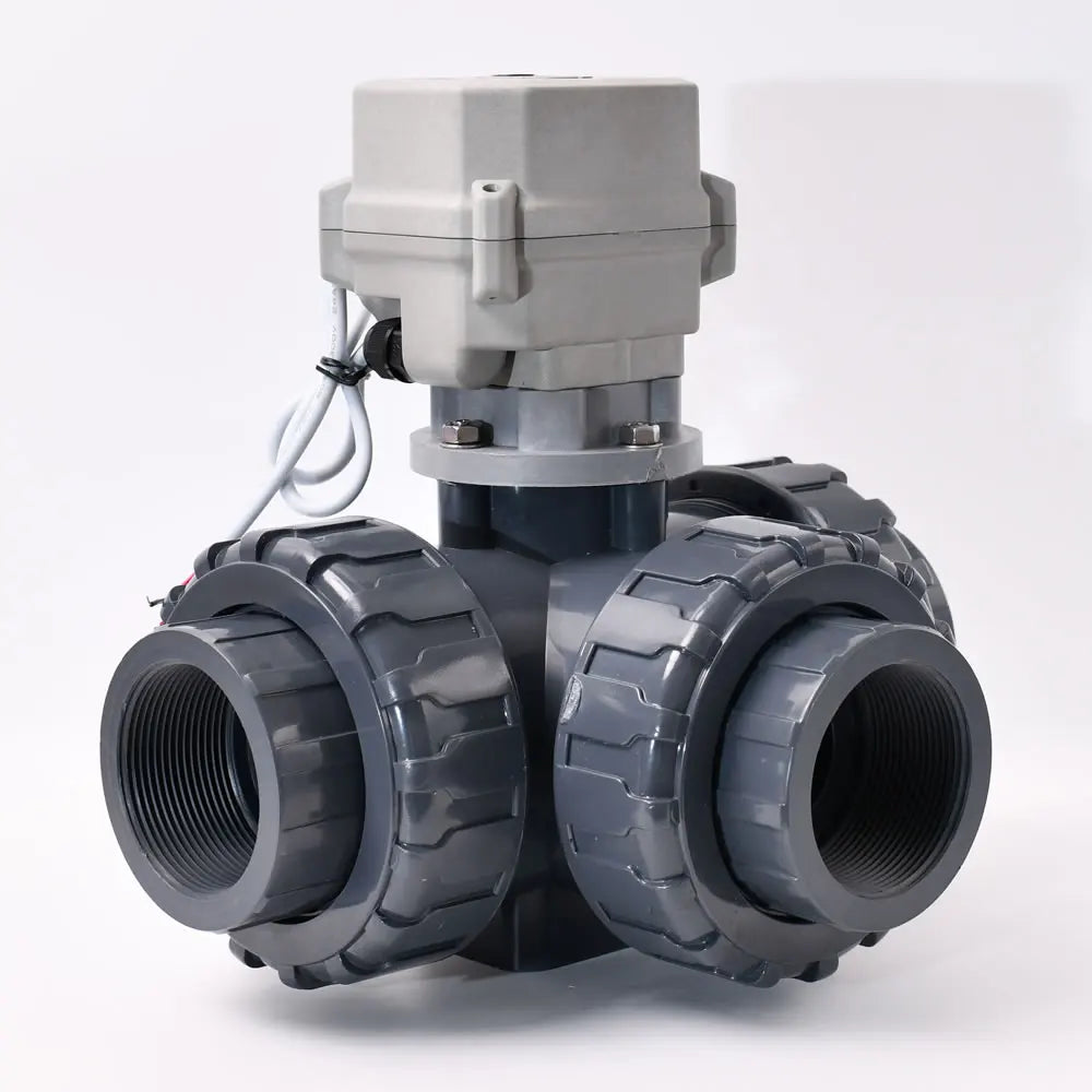DN40 1.5 Inch Electric Motorized 3 Way Pvc Ball Valve Farm Irrigation