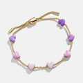 Fashionable and Cute Colored Heart-shaped Gradient Bead Bracelet Electroplated 18k Real Gold Children's Bracelet Jewelry Gift