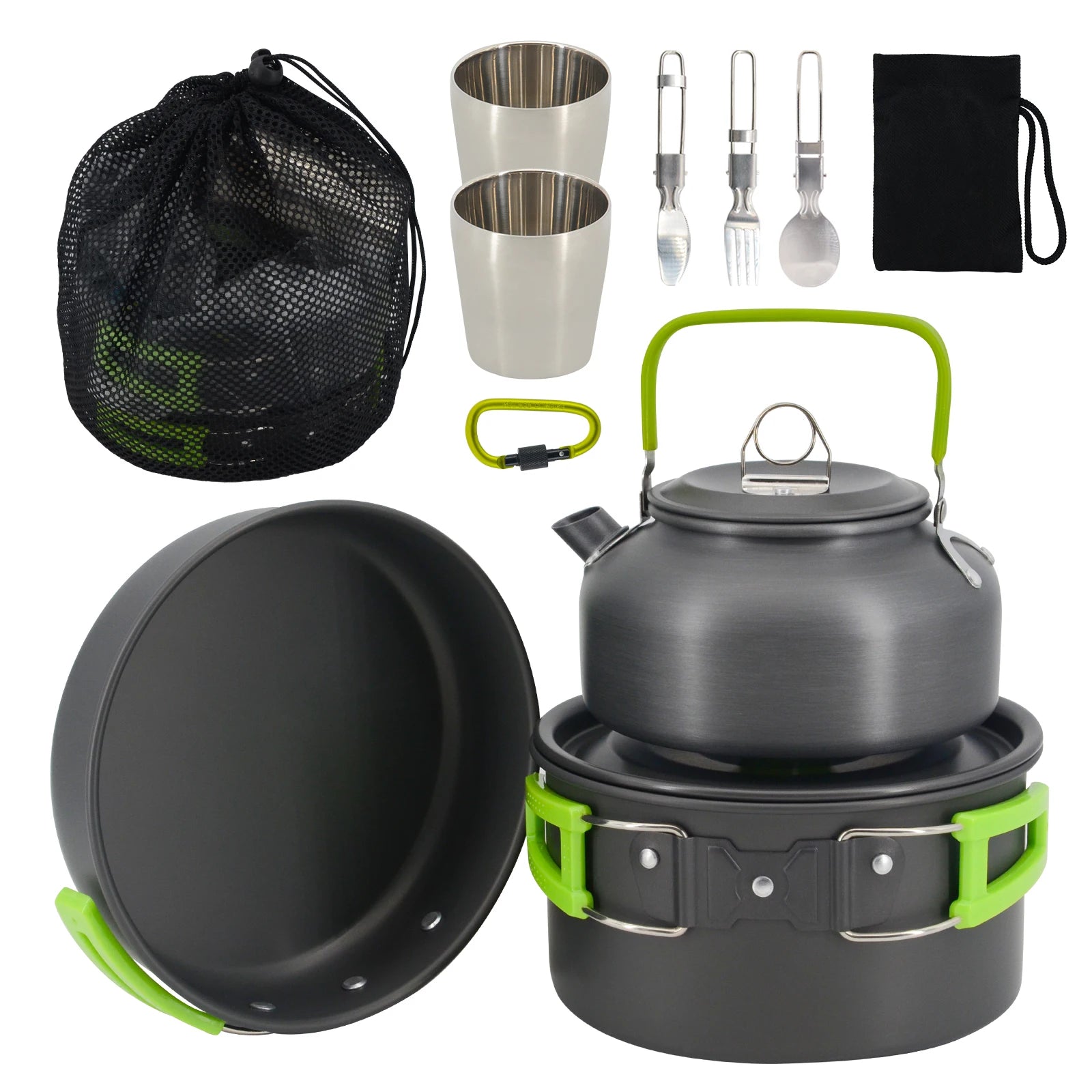 Hot Sale 11-Piece Lightweight Cookware Set Portable Induction Friendly for Outdoor Camping & Cooking Including Frying Cup