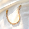 MSX Wholesale Figaro Chain Full Zircon CZ Stone Bracelet 18K Gold Plated Stainless Steel Luxury Bracelet Women Jewelry