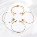 New Simple Guangdong Plating Fashion Women Metal Bangle  Rhinestone Open Cuff Leaf Star Alloy Nail Bamboo Bracelet Bangle