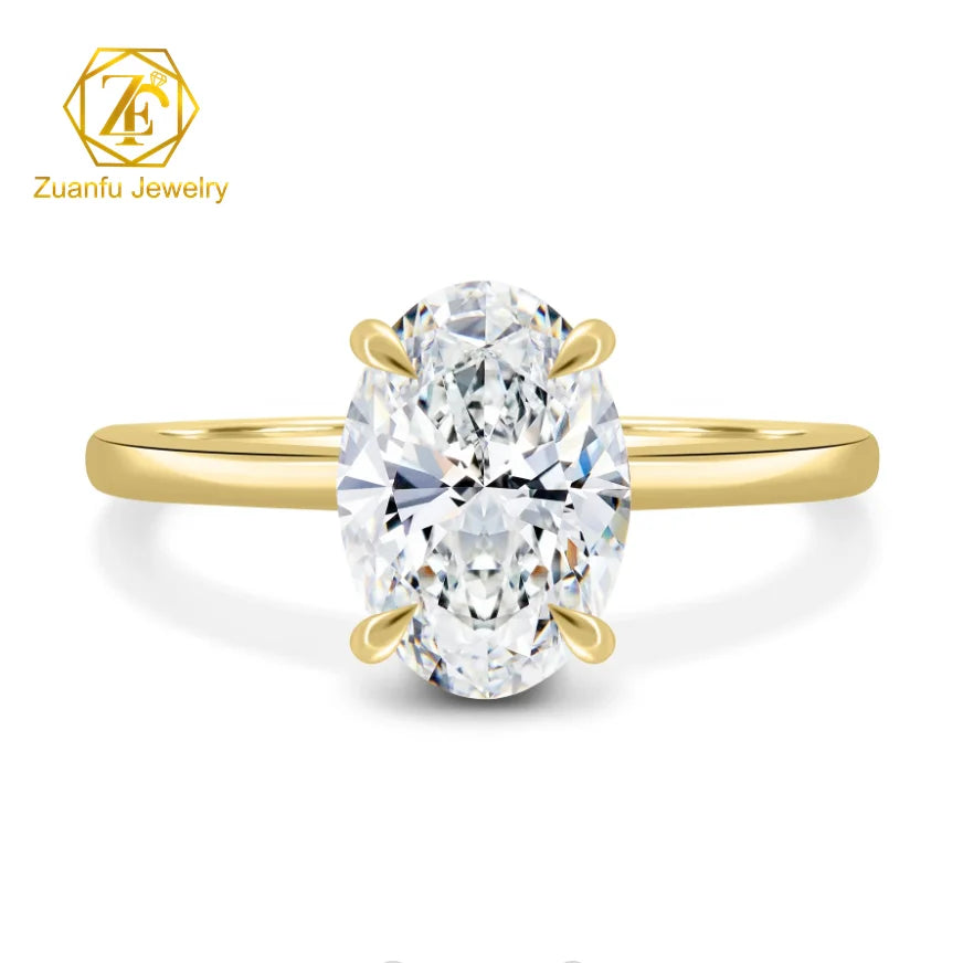GRA Certificates Low Price Bridal Jewelry Wedding Silver Ring 925 Sterling 1CT 2CT 3CT Oval VVS Moissanite Engagement Ring