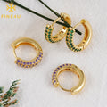 Trendy Fashion Diamond Cubic Zirconia Gold Plated Tarnish Free Huggie Hoop Earrings Jewelry Women