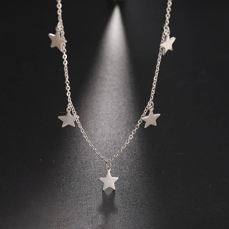 Fashion Star Choker Necklace for Women Stainless Steel Pentagon-Star Chain Necklaces Neck Chain Fashion Necklace Jewelry
