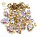 White AB Color 3D Glass Hot Selling Mixed Crystal Rhinestones Gold Cup Chain Regular DIY Sew-On Loose Rhinestones