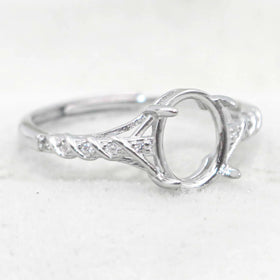 Sterling Silver 7*9mm Semi Mount Ring Frame Empty Blank Support Claw Setting S925 Base Holder Without Center Stone for DIY Inlay