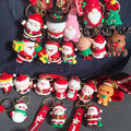 Wholesale DIY 3D Santa Claus Gingerbread Man Old Couple Christmas Keychains Soft Rubber Xmas Tree Cartoon Ornaments Metal