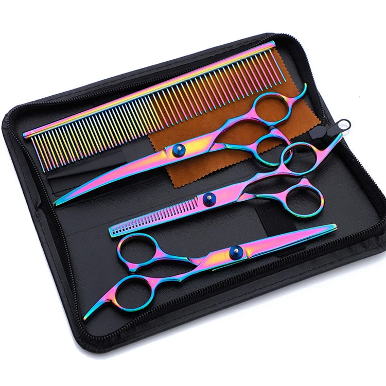 Pet Grooming Scissors Colorful Pet Set Tool Curved Shear Set