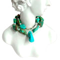 Natural Turquoise and pearl 925 Sterling Silver Turquoise jewelry gemstone beads necklace