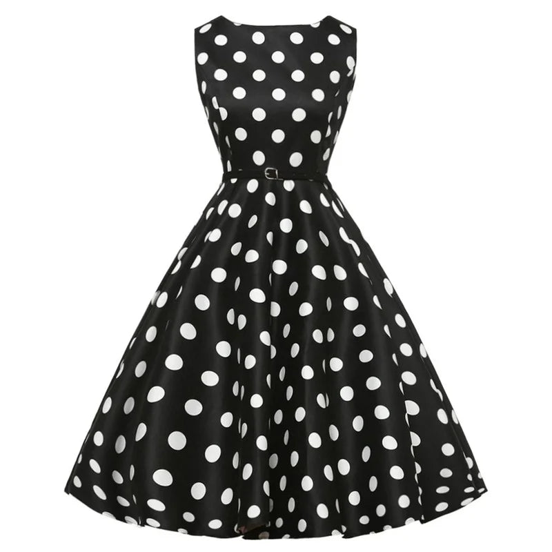 Women Summer Dress Retro Vintage 50s 60s Casual Party Office Robe Rockabilly Dresses Female Vestidos