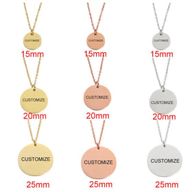 Mirror Stainless Steel Geometric Round Necklace Diy Round Can Be Private Custom Logo Necklace