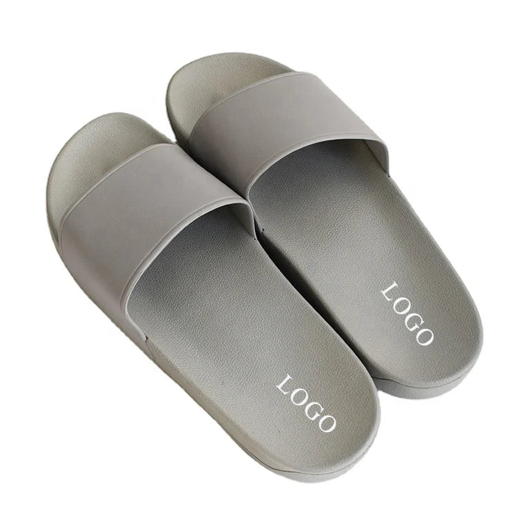 OEM Custom Male Blank Footwear Customized Logo Slippers Men Plain Grey Slide Sandal for Summer Beach