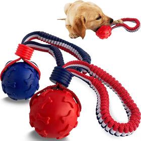 Extra Strong Non-Toxic PVC Nylon Dog Interactive Bone Training Tug Ball Chew Toy Durable Tough Elastic Rope Medium Size
