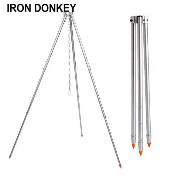 IRONDONKEY Camping Tripod Vertical Pot Outdoor Portable Adjustable Suspension Tripod