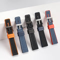 21mm Soft Hybrid Rubber Watch Band with Stitch Luxury Sailcloth Nylon Silicone Watch Straps Quick Release 20mm 22mm 24mm