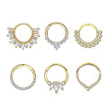 Wholesale Solid Gold 14 k Hoop Zircon Stone Daith Earring Septum Hoop Jewelry Piercing Jewelry