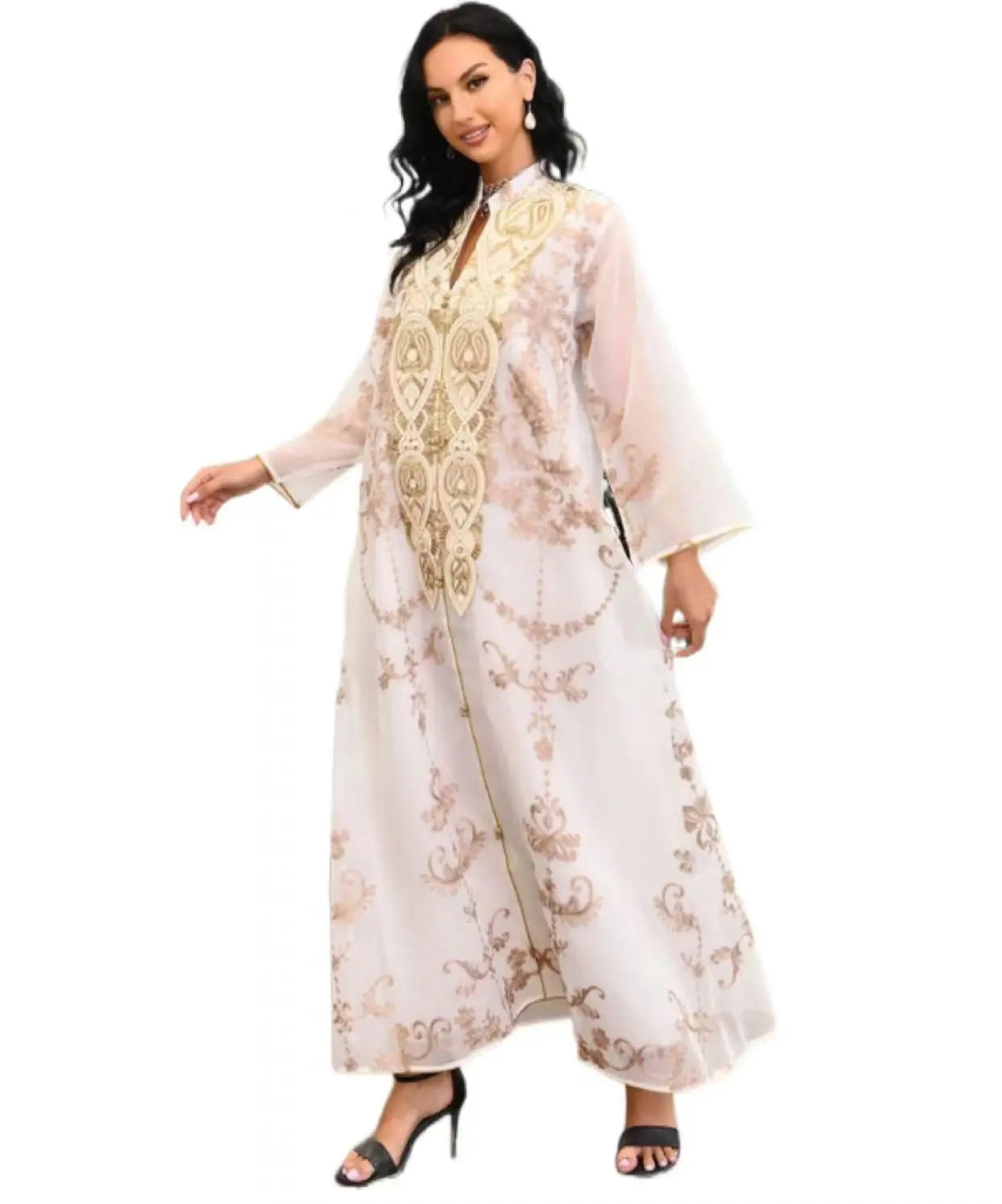 S0037 Modest Wear New Style Luxury Embroidery Party Banquet Maxi Dress Muslim Woman Clothing Evening Robe Skirt Low Moq Stock