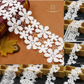 1 Yard Embroidery Floral White Cotton Flower Lace Trim Ribbon Wedding Fabric Sewing DIY Craft